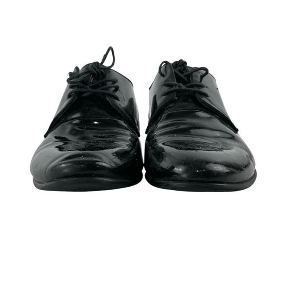 Aldo Men\'s Black Patent Leather Flat Heel Lace Up Derby Dress Shoes Size 10.5